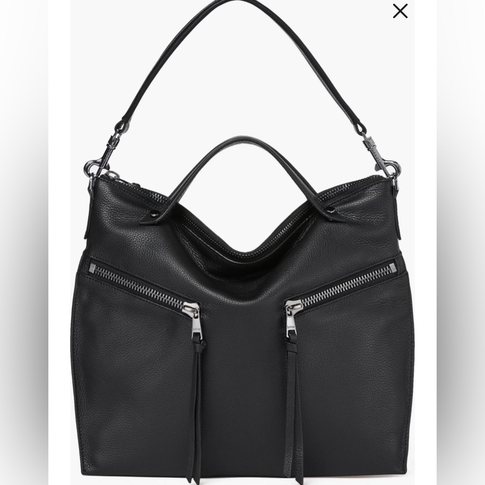 BOTKIER Black Leather Convertible Satchel Purse Bag-like new missing long strap